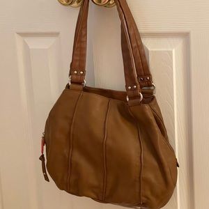 Tignanello Brown Pebble Leather Hobo Purse
